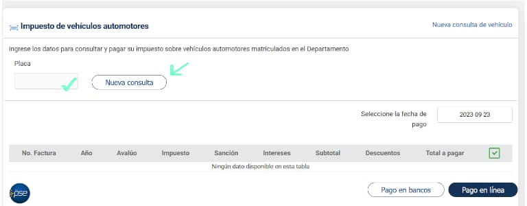 Imagen para realizar una nueva consulta en el Impuesto Vehicular Santa Marta 