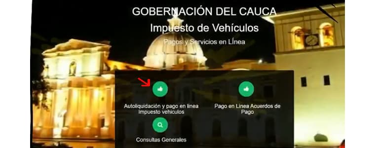 Imagen para realizar el pago en línea del Impuesto Vehicular Popayán