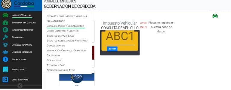 Imagen para consultar el estado del pago del impuesto vehicular en Monteira.