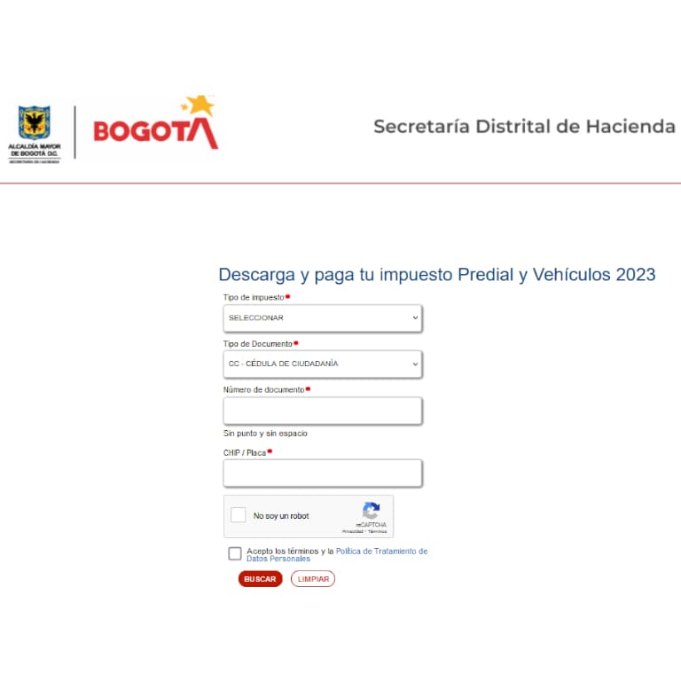 Imagen de la secretaría distrital de hacienda en Bogotá, empleada para facilitar el proceso de pago.