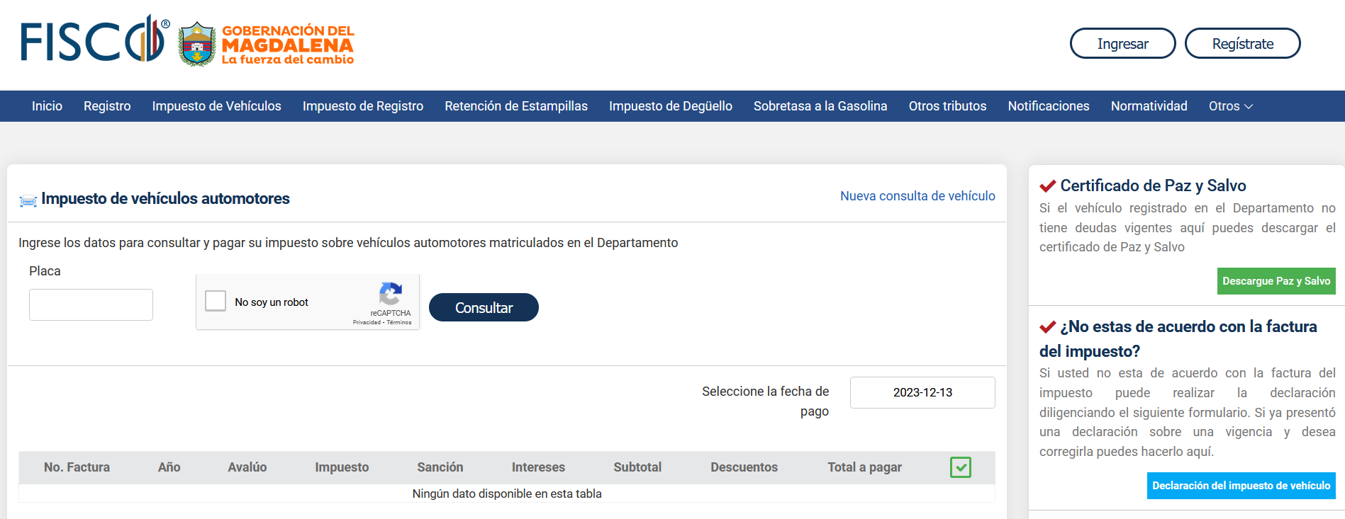 Consulta Impuesto Vehicular En Departamento De Magdalena