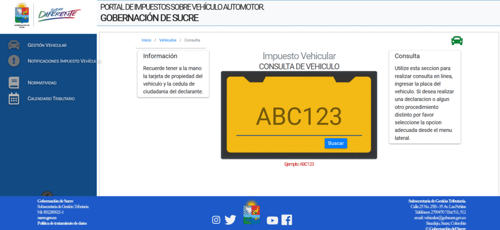 Pasos para la Consulta Impuesto Vehicular en Sincelejo