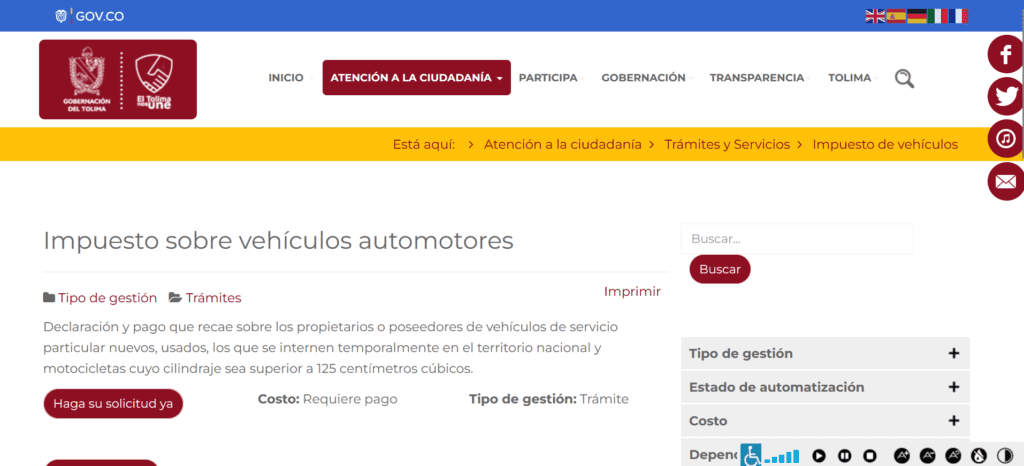 Pasos para la Consulta Impuesto Vehicular en Tolima