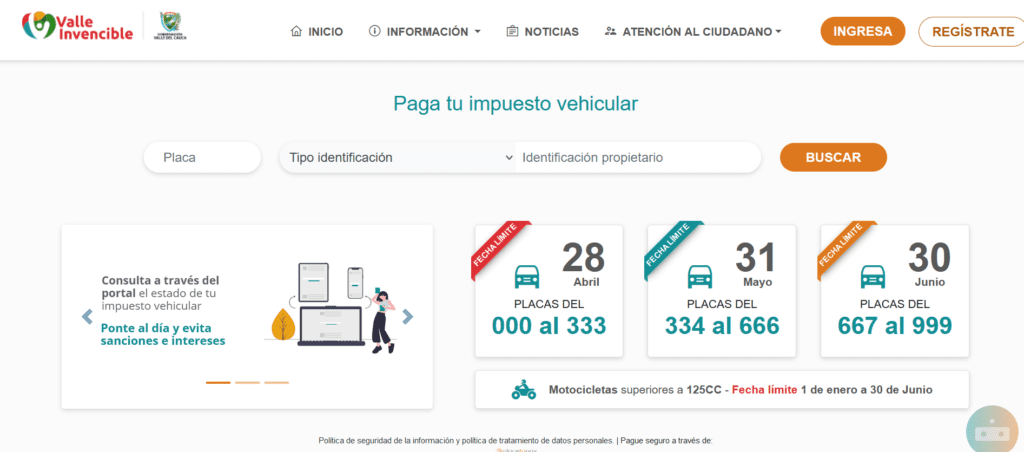 Pasos para la Consulta Impuesto Vehicular en Valle del Cauca